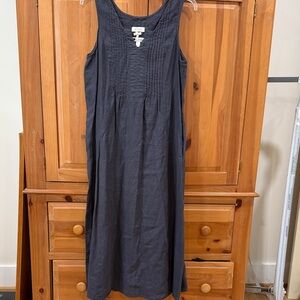 Melvin Linen Navy Sleeveless Midi Dress